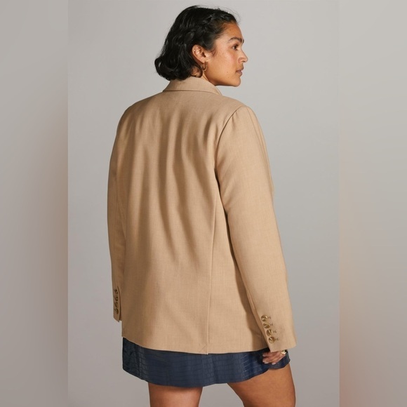 Maeve Anthropologie Tan Beige Plus Double Breasted Blazer 24W - Picture 3 of 11